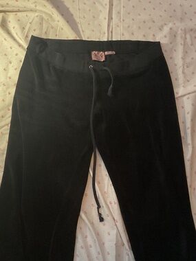 Vintage juicy couture black low rise velour tracksuit pants
